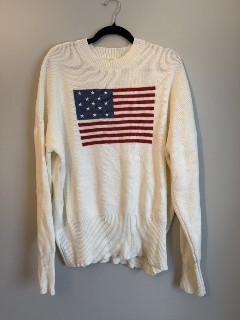 NWT Worth Collective American Honey Flag Oversized Sweater Cream Size S [jb] - Picture 4 of 7